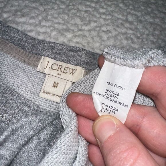 J. Crew Medium Short Sleeve Terry Lined Gray Anchor Womens Shirt EUC - Picture 6 of 10